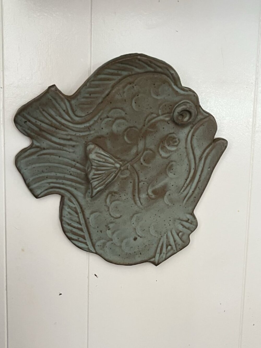 Studio Pottery Fish Wall Plaque Handmade Stoneware Coastal Nautical Wall Art